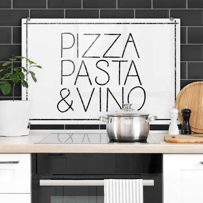 Spritzschutz Pizza Pasta & Vino weiss
