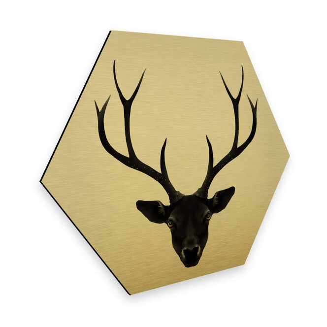 Hexagon - Alu-Dibond-Goldeffekt - Ireland - The Black Deer