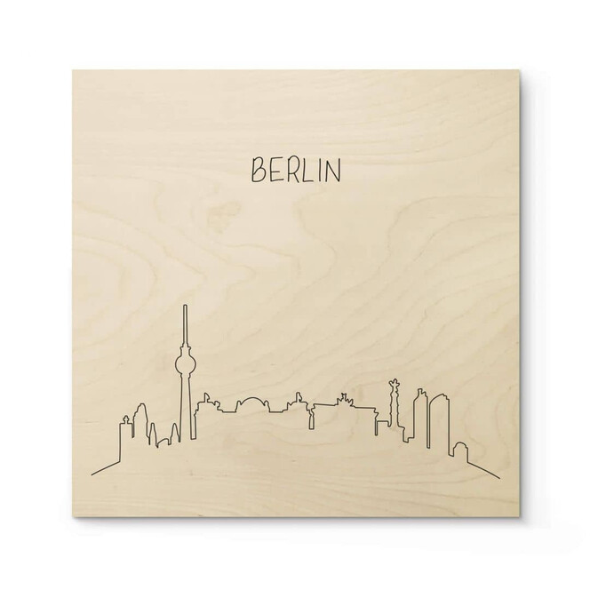 Holzposter Skyline Berlin Outline