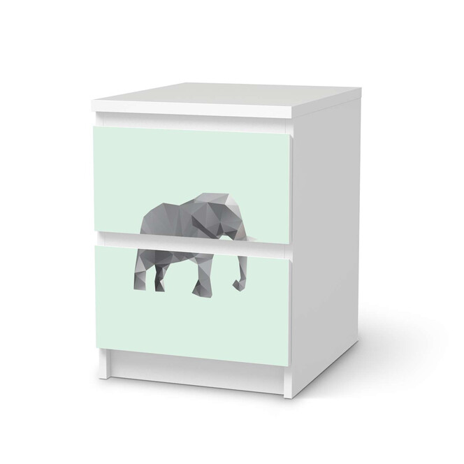 Möbelfolie IKEA Malm Kommode 2 Schubladen - Origami Elephant- Bild 1