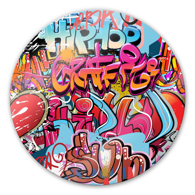 Glasbild Graffiti Hip Hop - rund