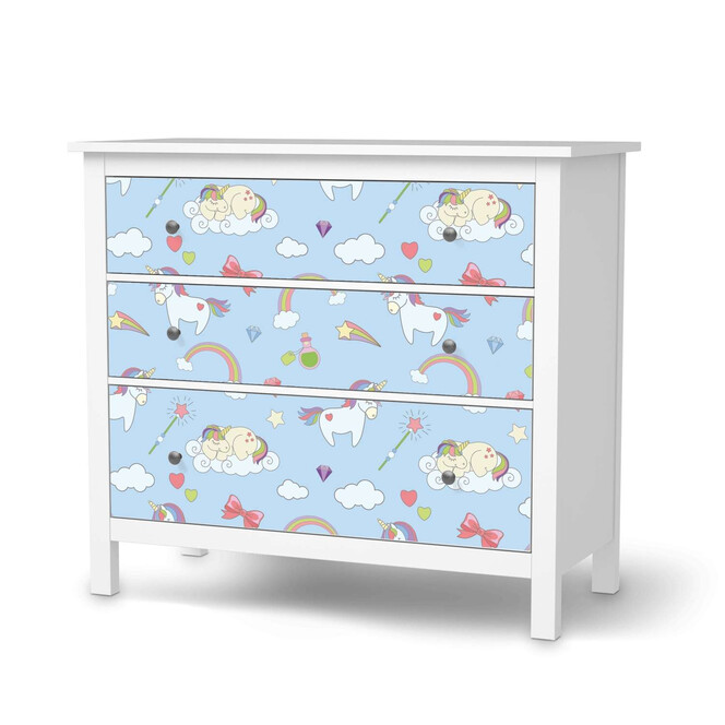 Möbelfolie IKEA Hemnes Kommode 3 Schubladen - Rainbow Unicorn- Bild 1