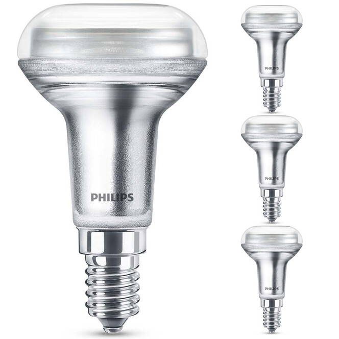 Philips LED Lampe ersetzt 60W, E14 Reflektor R50. warmweiss, 320 Lumen, dimmbar, 4er Pack Energieklasse A&
