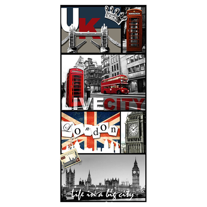 Livingwalls Wandtattoo pop.up Panel London selbstklebend bunt, grau, rot