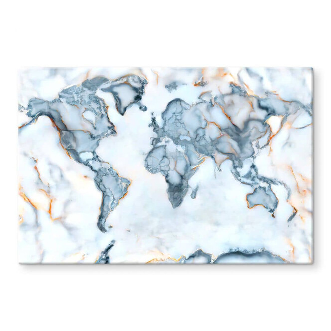 Glasbild Mielu - Weltkarte Marmor