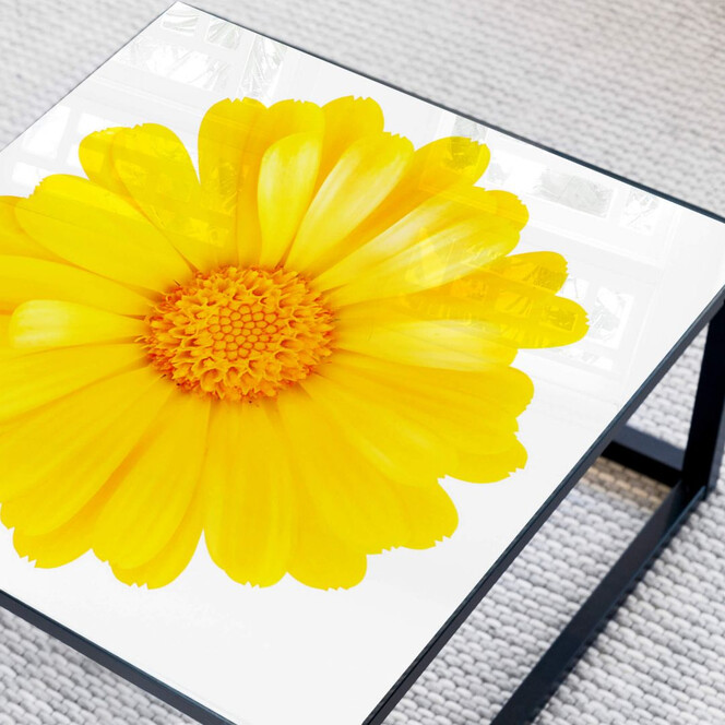 Tischplatte aus Glas - Gerbera Gelb - Quadratisch - Bild 1
