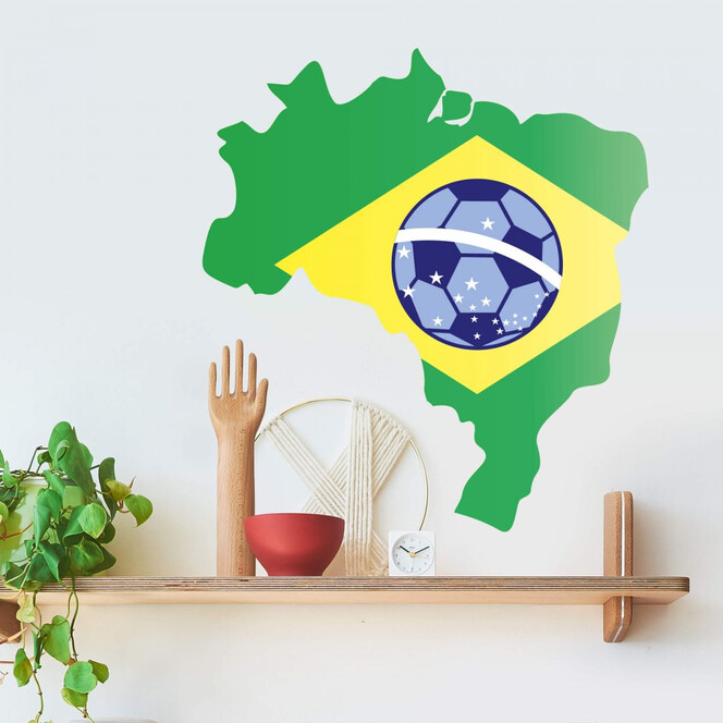 Wandsticker Brasilien Karte mit Fussball