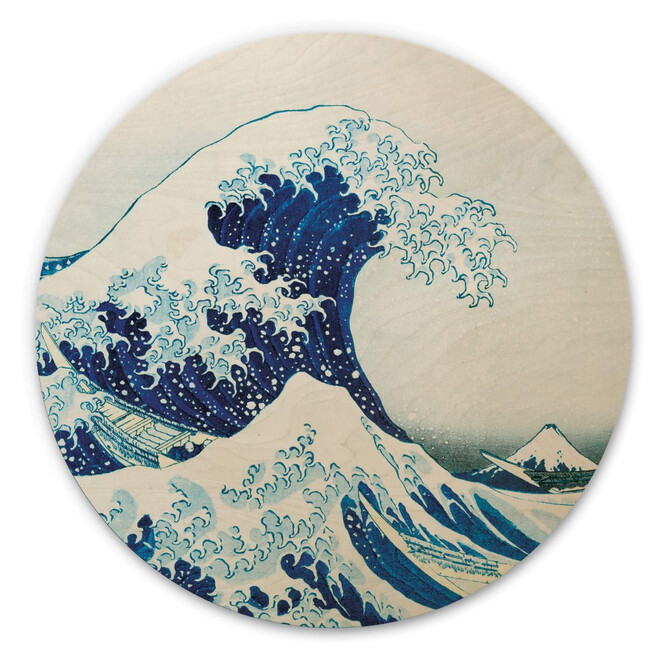 Holzbild Hokusai - Die grosse Welle - Rund