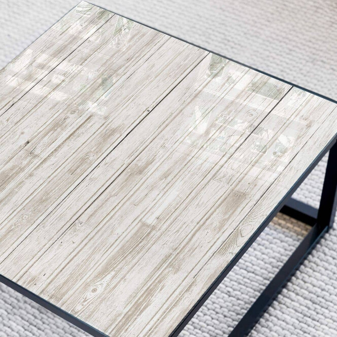 Tischplatte aus Glas - Shabby Chic Holz - Quadratisch - 60x60cm - Bild 1