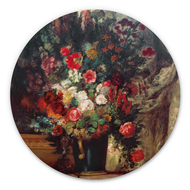 Alu-Dibond Delacroix - Vase mit Blumen auf einer Konsole - Rund