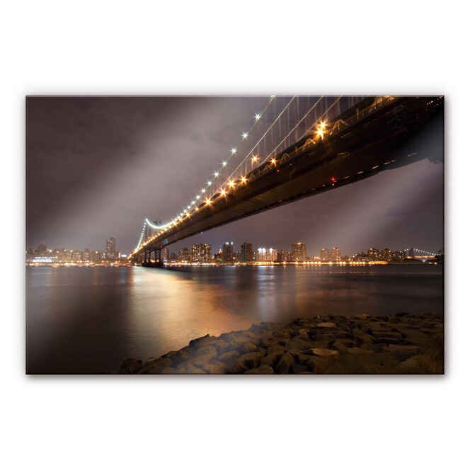 Arylglasbild Manhattan Bridge at Night