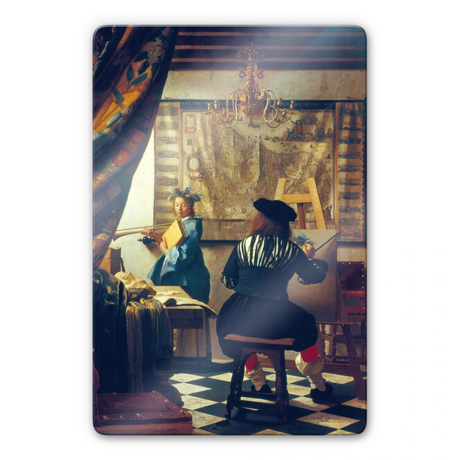 Glasbild Vermeer - Die Malkunst