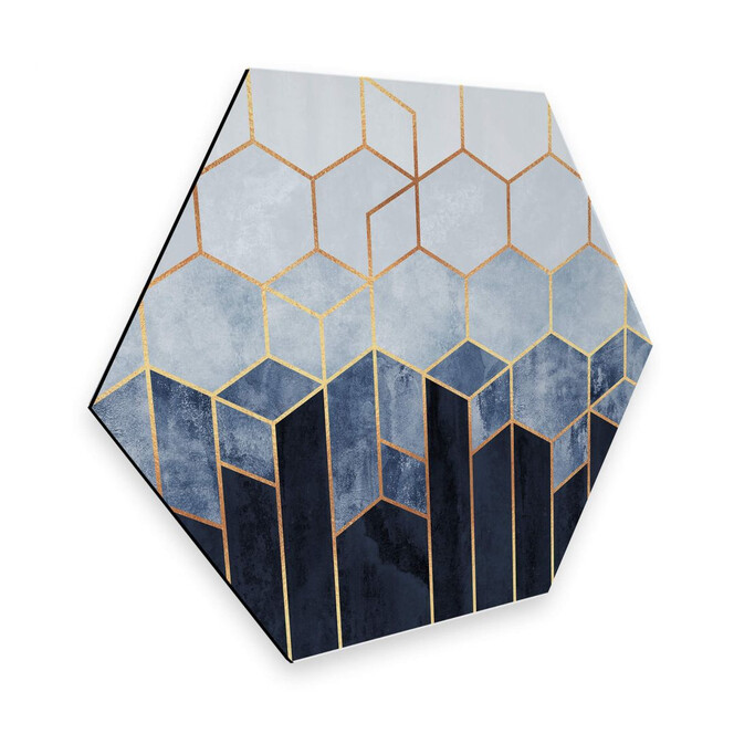 Hexagon - Alu-Dibond Fredriksson - Hexagone: Blau und weiss