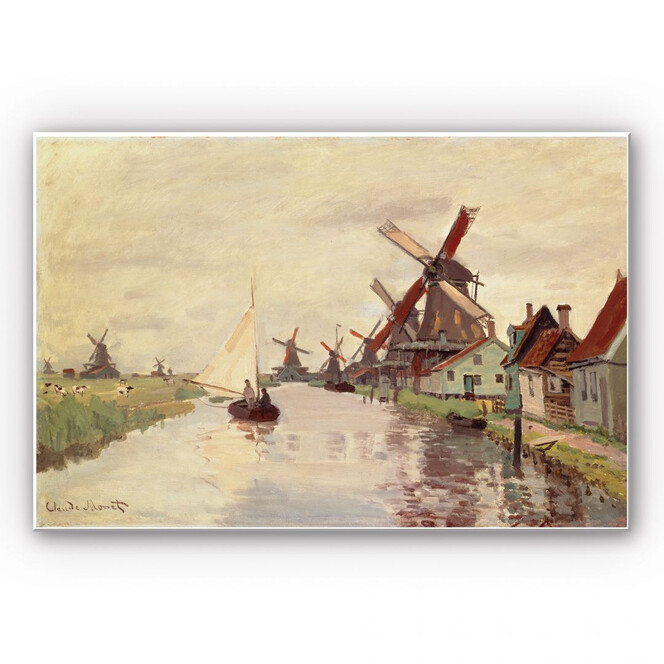 Wandbild Monet - Holländische Landschaft mit Windmühlen