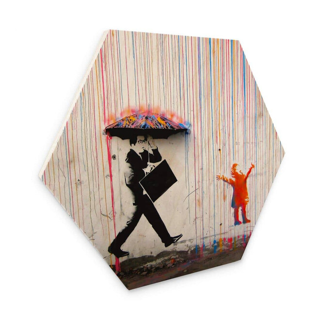 Hexagon - Holz Banksy - Coloured Rain