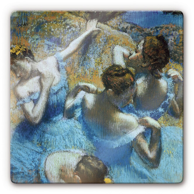 Glasbild Degas - Tänzerinnen in blauen Kostümen