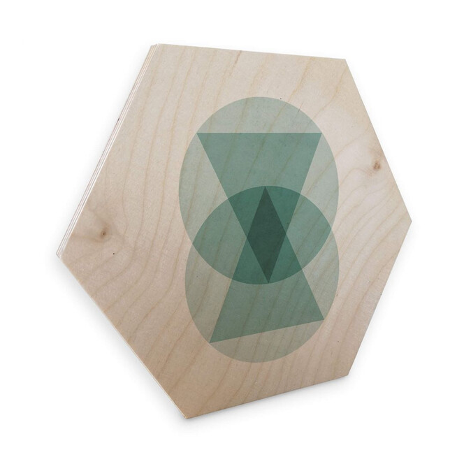 Hexagon - Holz Birke-Furnier Nouveauprints - Circles & triangles aqua