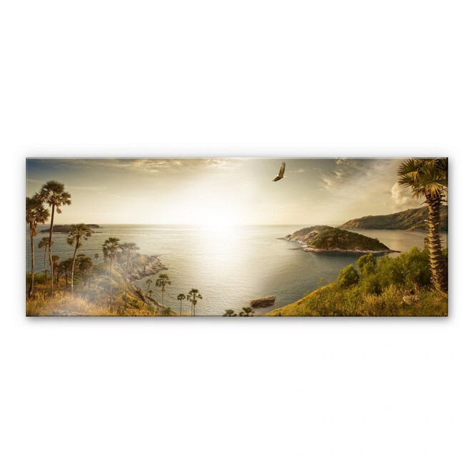 Acrylglasbild Sonnenuntergang im Paradies - Panorama