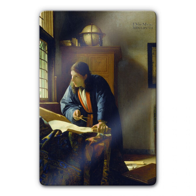 Glasbild Vermeer - Der Geograph