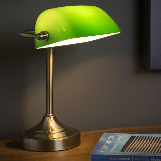 Schreibtischlampe Banker mit grünem Glas, E14 - Bild 1