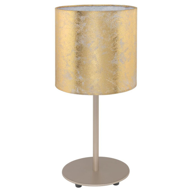 Klassische Tischleuchte aus Stahl und Stoff in Champagner und Gold E27 - Bild 1