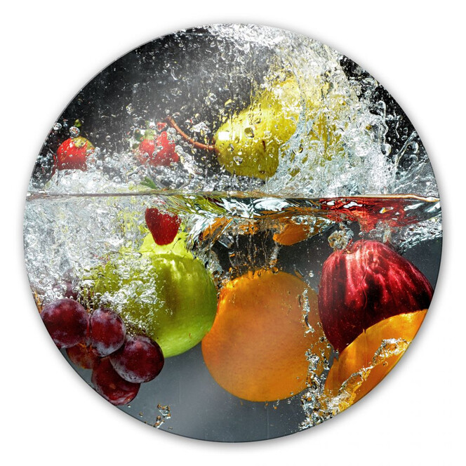 Glasbild Erfrischendes Obst - rund