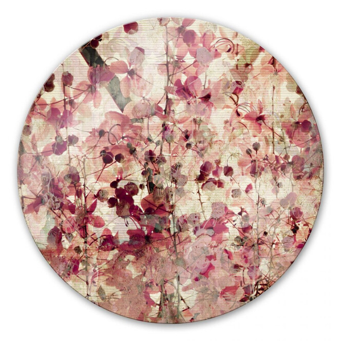 Glasbild Vintage Blütenmuster - rund