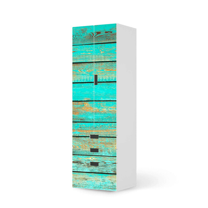 Klebefolie IKEA Stuva / Malad - 3 Schubladen und 2 grosse Türen - Wooden Aqua- Bild 1