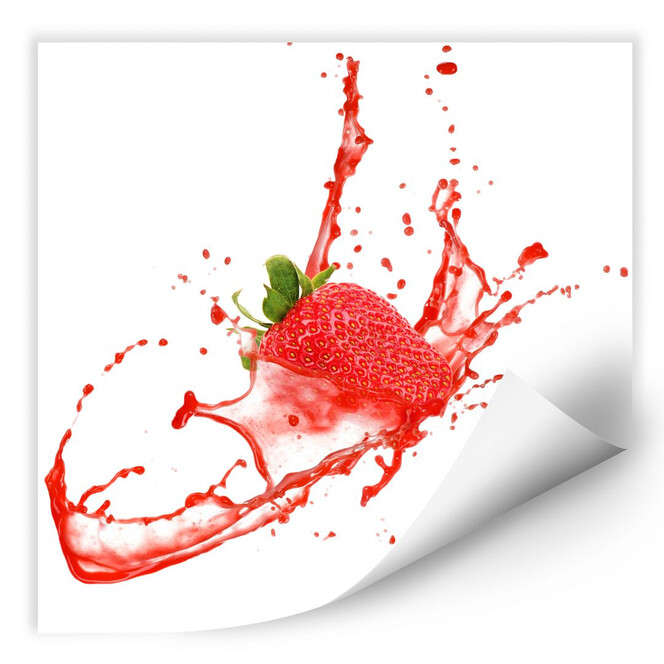 Wallprint Splashing Strawberry