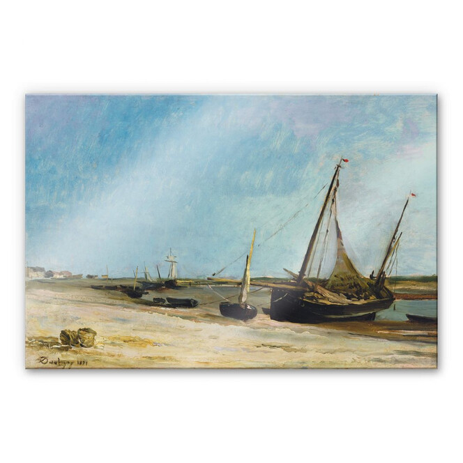 Acrylglasbild Daubigny - Boote am Strand von Ètaples