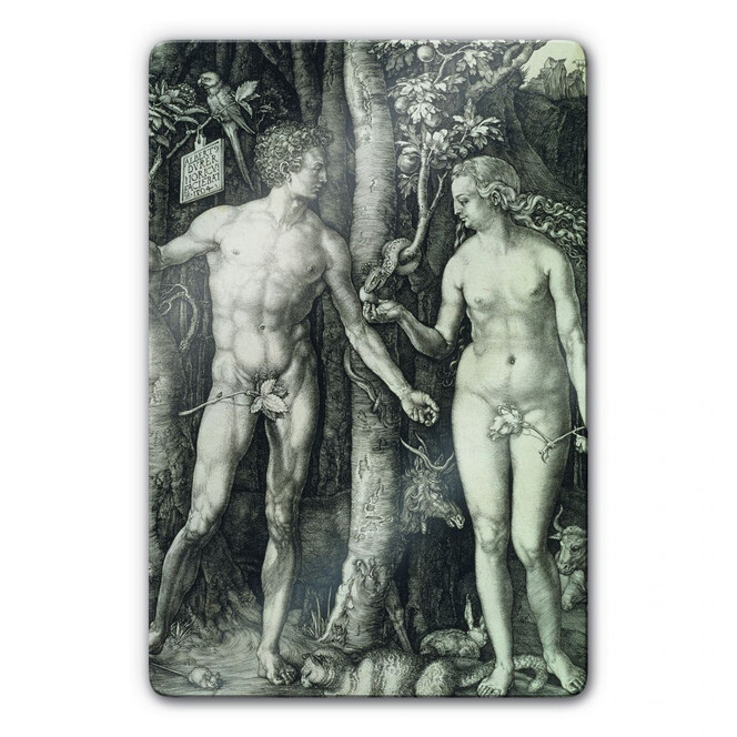 Glasbild Dürer - Adam und Eva