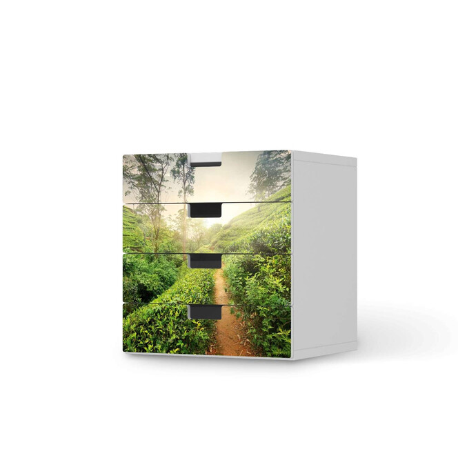 Klebefolie IKEA Stuva / Malad Kommode - 4 Schubladen - Green Tea Fields- Bild 1