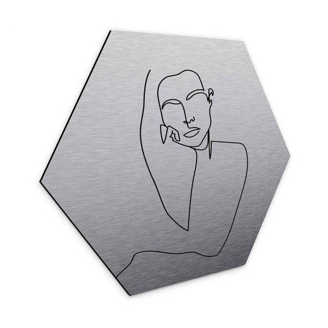 Hexagon - Alu-Dibond-Silbereffekt Hariri - Feminin