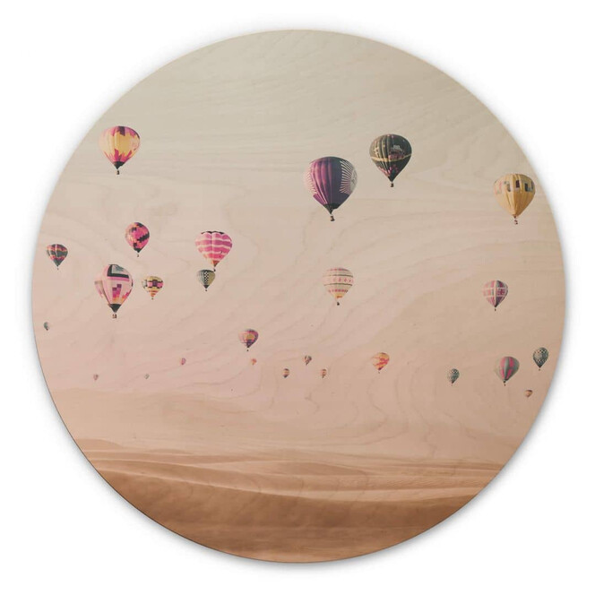 Holzbild Sisi & Seb - Heissluftballon - Rund