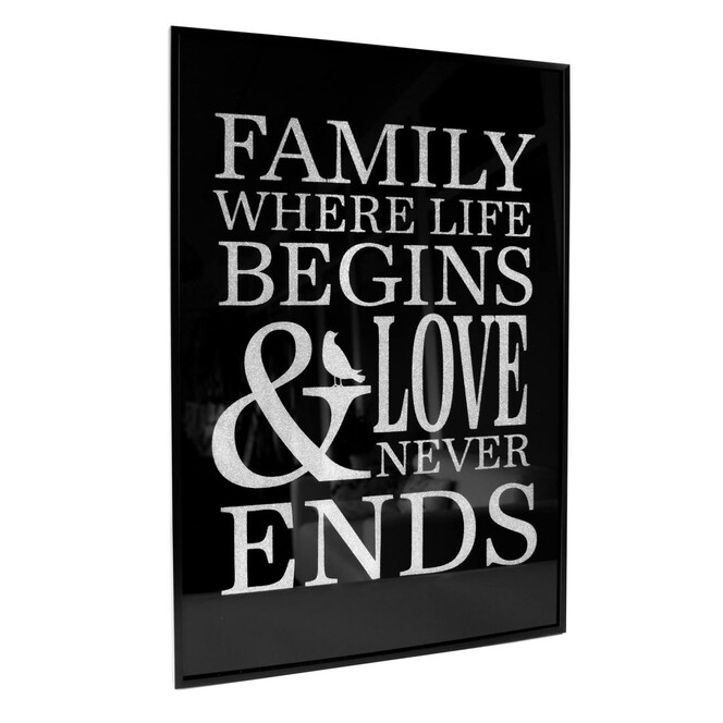 Wandbild Family - Love will never ends - Silber Glitzer - Bild 1