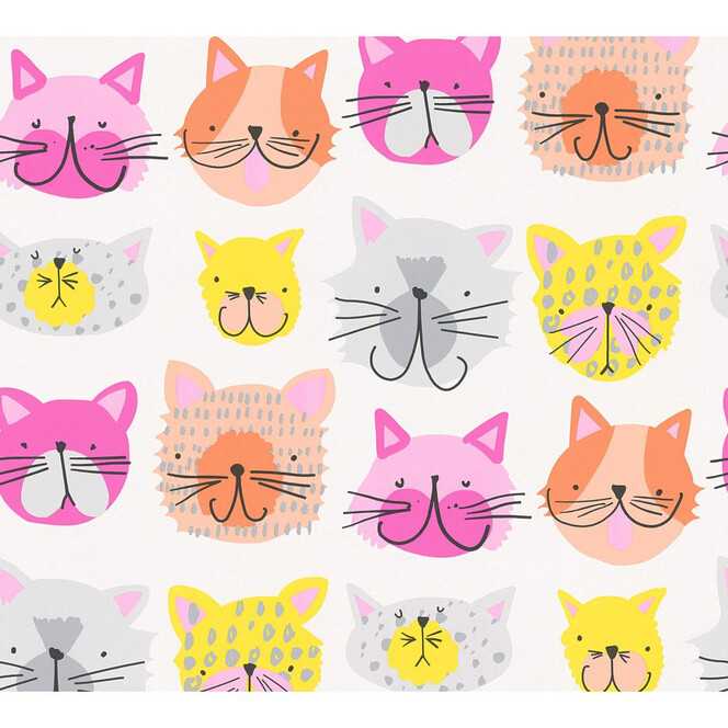 A.S. Création Papiertapete Boys and Girls Kinderzimmertapete mit niedlichen Hunden und Katzen gelb, orange, rosa