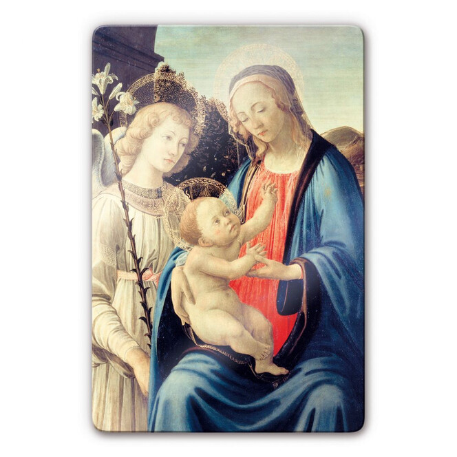 Glasbild Botticelli - Madonna mit Kind und einem Engel