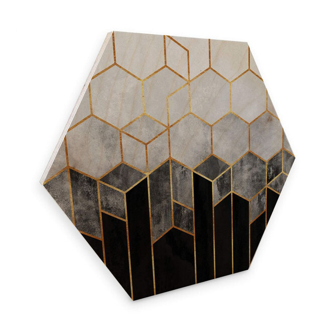 Hexagon - Holz Birke-Furnier Fredriksson - Hexagone: schwarz und grau