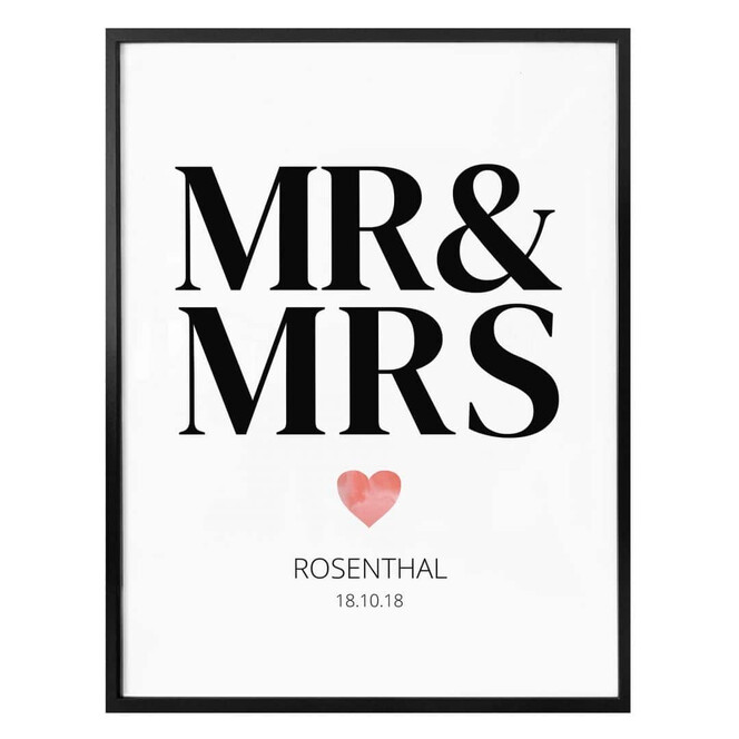 Personalisiertes Poster Mr & Mrs - Klassisch