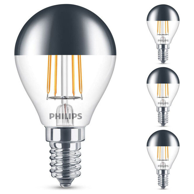 Philips LED Lampe ersetzt 35W, E14 Tropfen P45. klar, warmweiss, 397 Lumen, nicht dimmbar, 4er Pack Energieklasse A&&