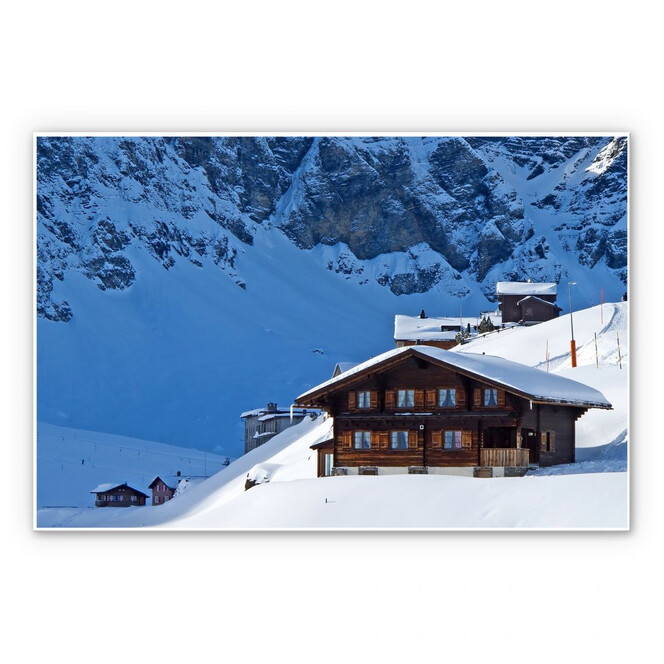 Wandbild Ferienhütte in den Schweizer Alpen