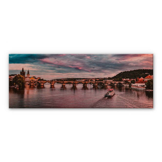 Alu-Dibond Bild mit Kupfereffekt Sonnenuntergang in Prag