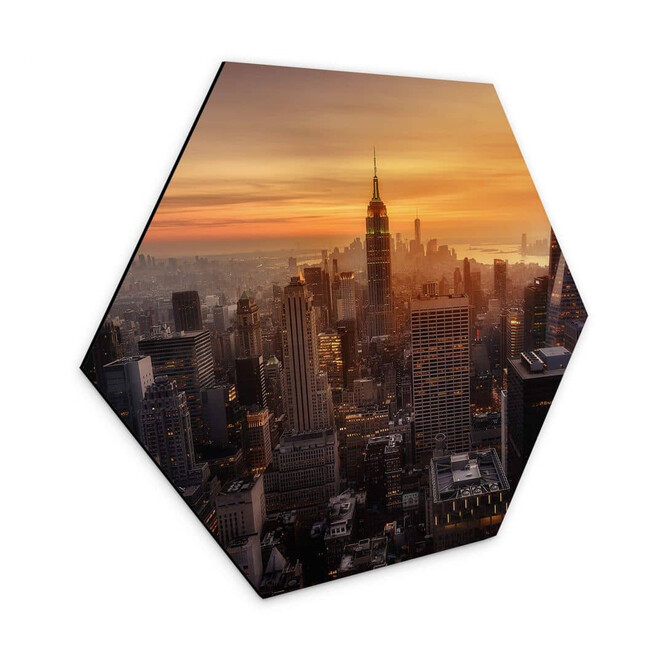 Hexagon - Alu-Dibond Ruiz Dueso - New York bei Sonnenuntergang