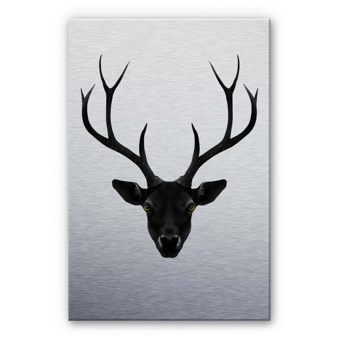 Alu-Dibond Silbereffekt Ireland - The Black Deer - Schwarzer Hirsch