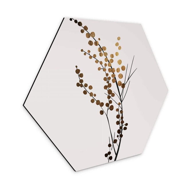Hexagon - Alu-Dibond Kubistika - Goldener Zweig