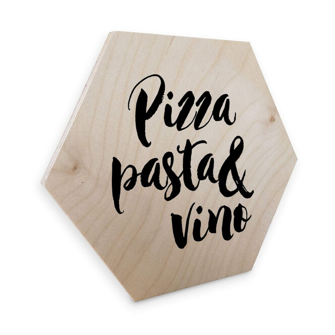 Hexagon - Holz Birke-Furnier Pizza Pasta Vino