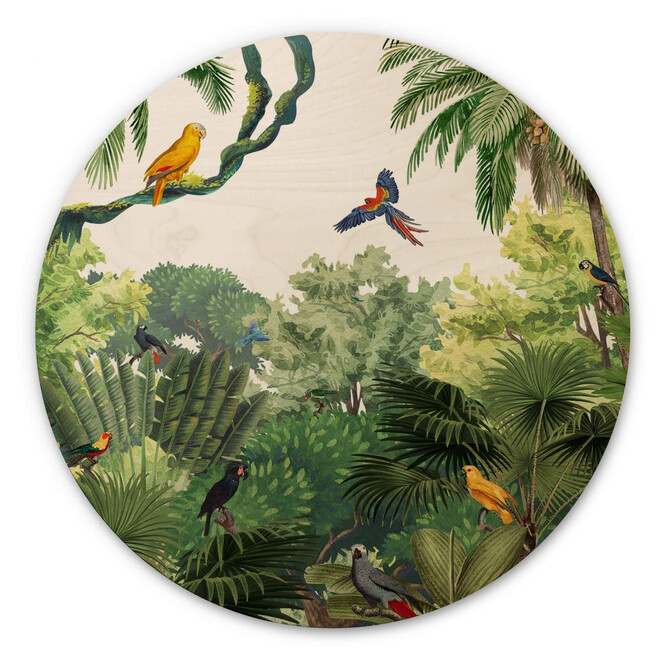 Holzbild Kikki Belle - Tropische Vögel - Rund