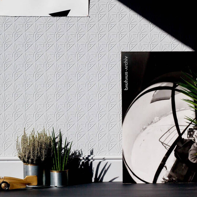 Anaglypta® Deco Paradiso Luxuriöse strukturierte Vinyltapete überstreichbar, weiss - Bild 1