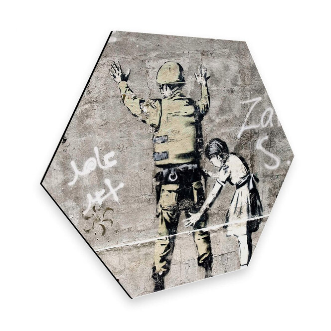Hexagon - Alu-Dibond Banksy - Das Mädchen und der Soldat