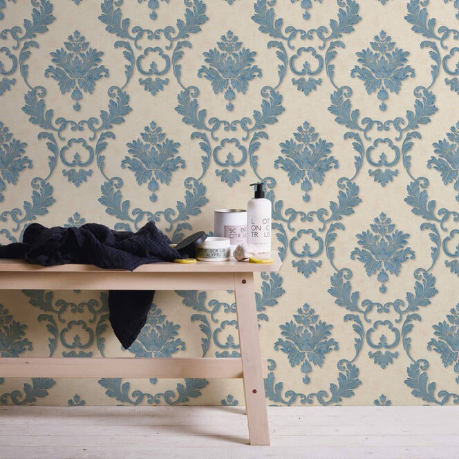Architects Paper Tapete Luxury wallpaper blau, creme, metallic
